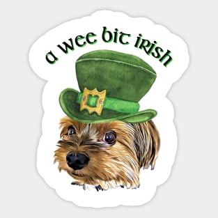 A  Wee Bit Irish Cute Yorkshire Terrier St Patrick's Day Sticker